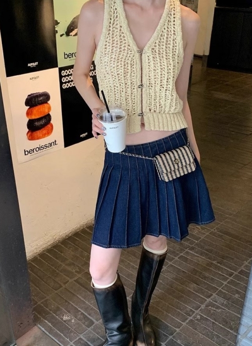 Yellow Hollow Knit Vest | Karina - Aespa