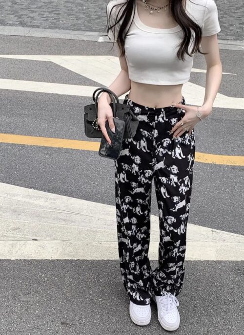 Black Dog Pattern Mopping Pants | Yuta - NCT