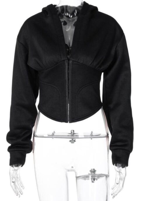 Black Hooded Corset Jacket | Giselle - Aespa