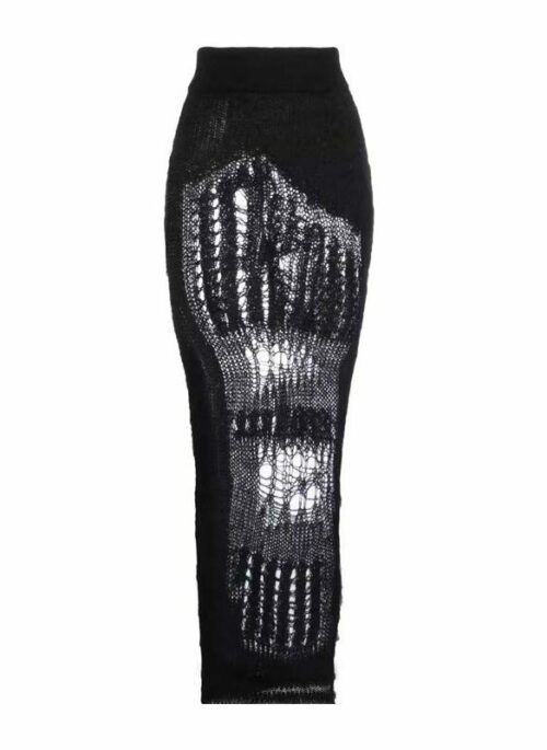 Black Knitted Spider Knit Skirt | Asa - BabyMonster