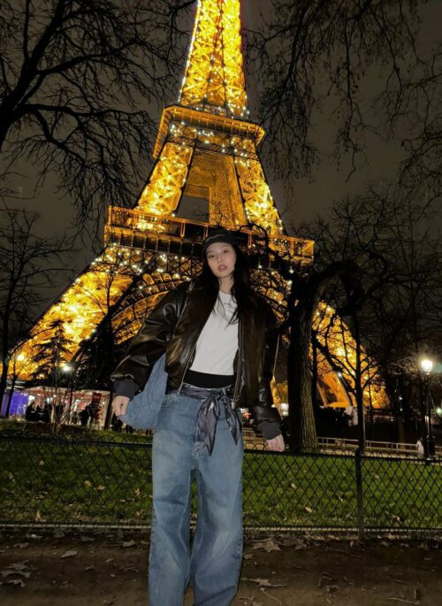 Blue Quilted Denim Style Chain Bag | Jennie - BlackPink