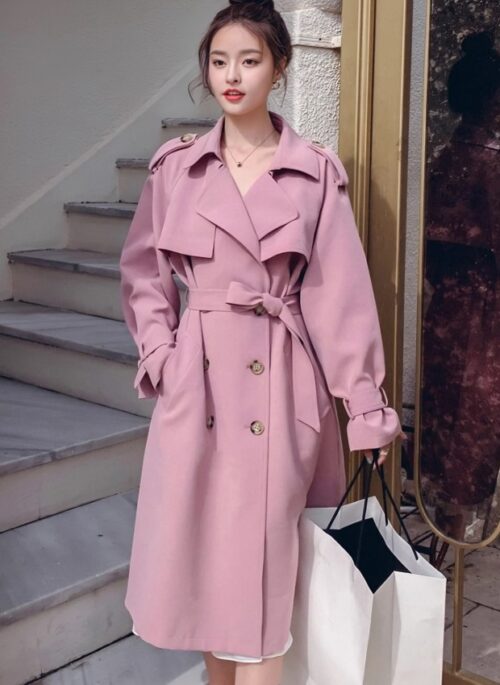 Pink Double Breasted Coat | Chung Ha