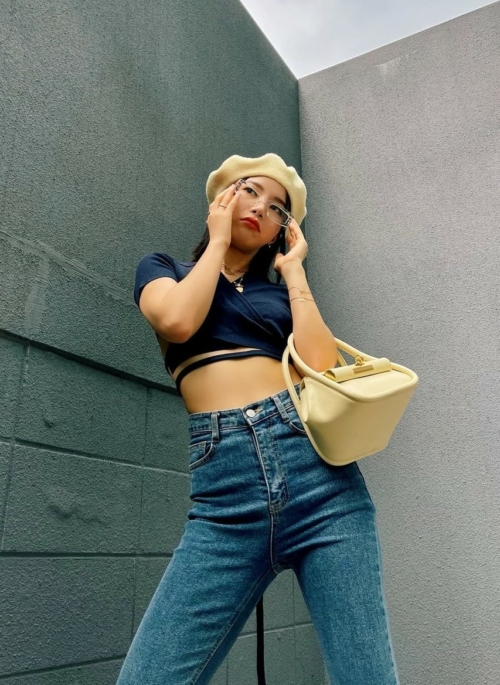 Dark Blue Tie-Waist Wrap Polo | Solar - Mamamoo