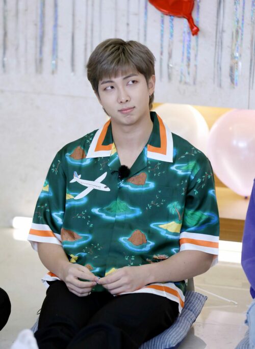 Green Cartoon Print Short Sleeve Shirt | RM - BTS