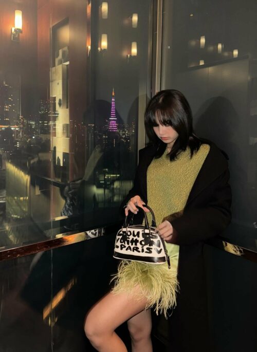 Green Feather Accent Mini Skirt  | Lisa - BlackPink