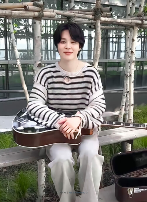 Grey Striped Distressed Sweater | Jimin - BTS