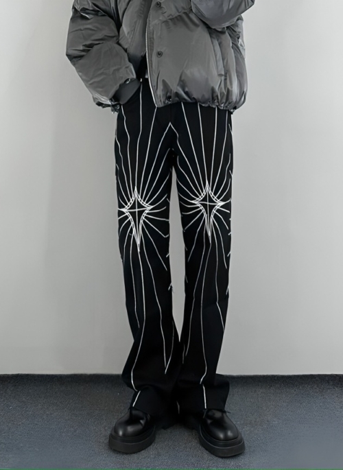 Black Spider Web Embroidery Jeans | Haechan - NCT
