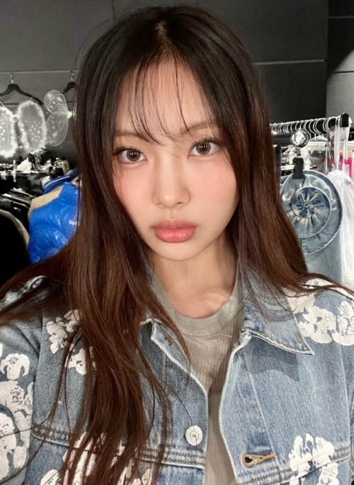 Blue Floral Print Denim Jacket | Hyein - NewJeans
