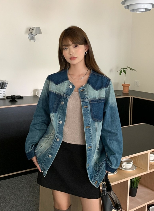 Blue Collarless Denim Jacket | Jake - Enhypen