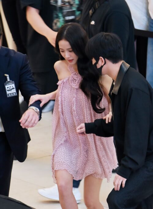 Pink Polka Dot Chiffon Dress | Jisoo – BlackPink