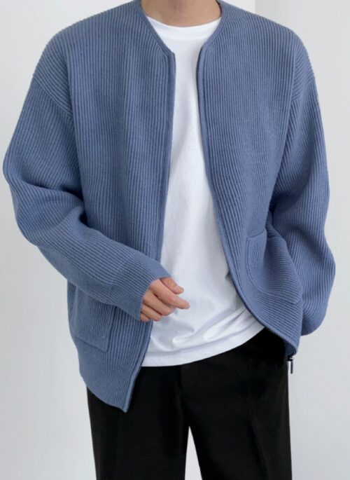 Light Blue Zip-Up Cardigan | Jungwon - Enhypen