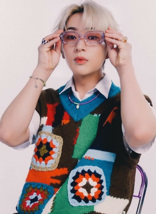 Brown Patching Pattern Knit Vest | Onew - SHINee