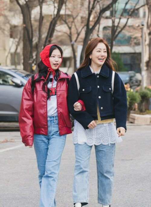 Red Faux Leather Collared Bomber Jacket | Jennie - BlackPink