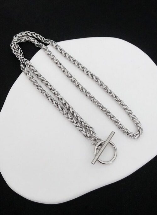 Silver Toggle Clasp Chain Necklace | Jungkook - BTS