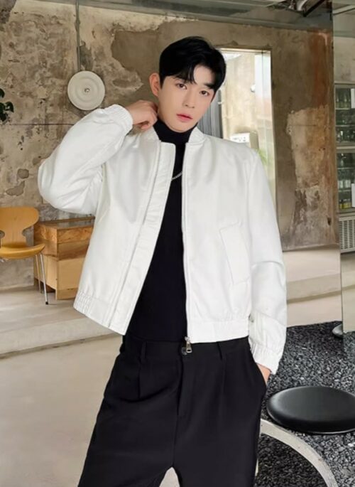 White Chic Bomber Jacket | Jungkook - BTS