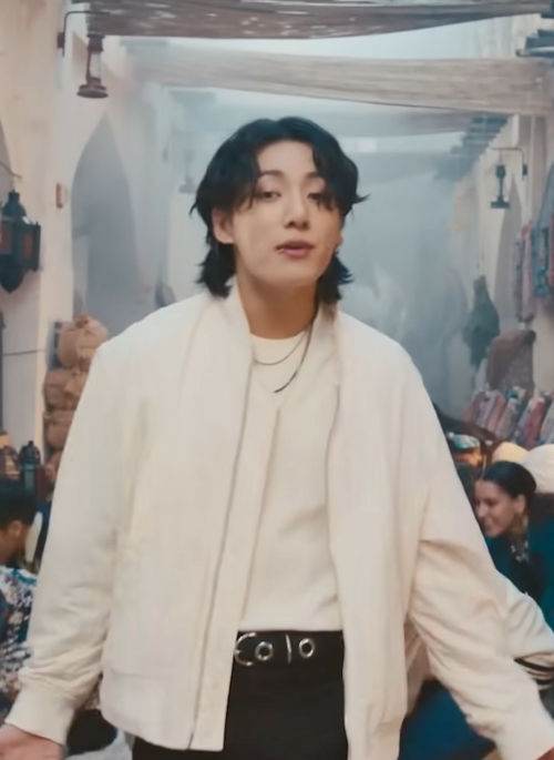 White Chic Bomber Jacket | Jungkook - BTS