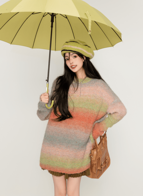 Multicolored Gradient Stripes Sweater | Rei - IVE